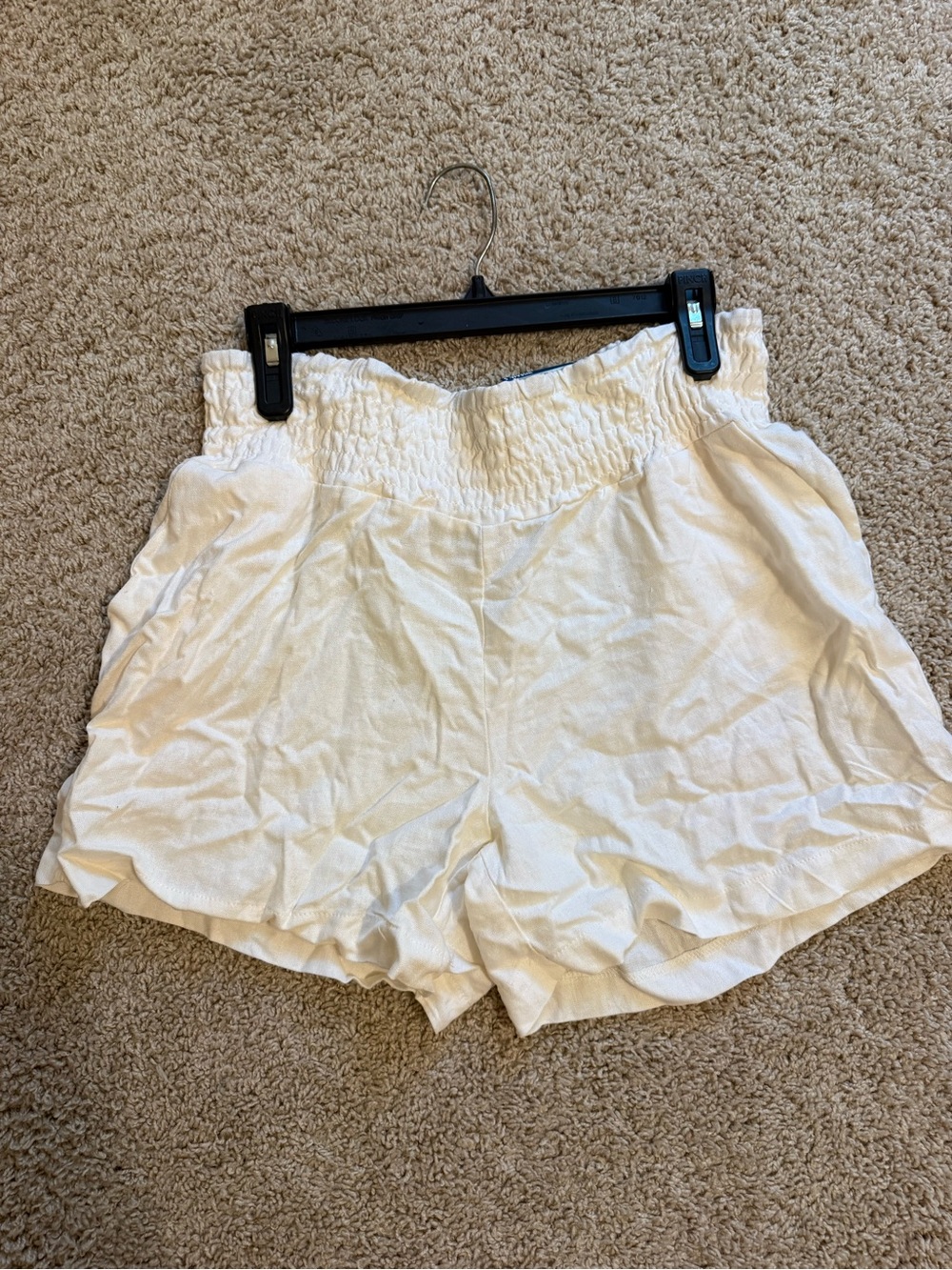 White linen high waist sheer sucker shorts
